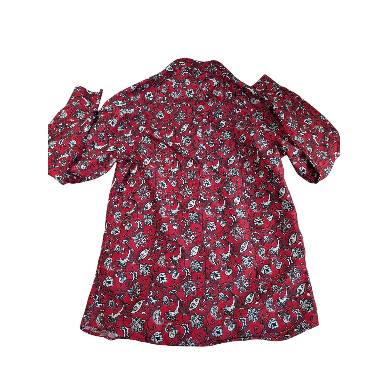 Silver Stone Collection Red/Black Paisley Modern Fit Long Sleeve Shirt Sz L Fun — image 2 of 5